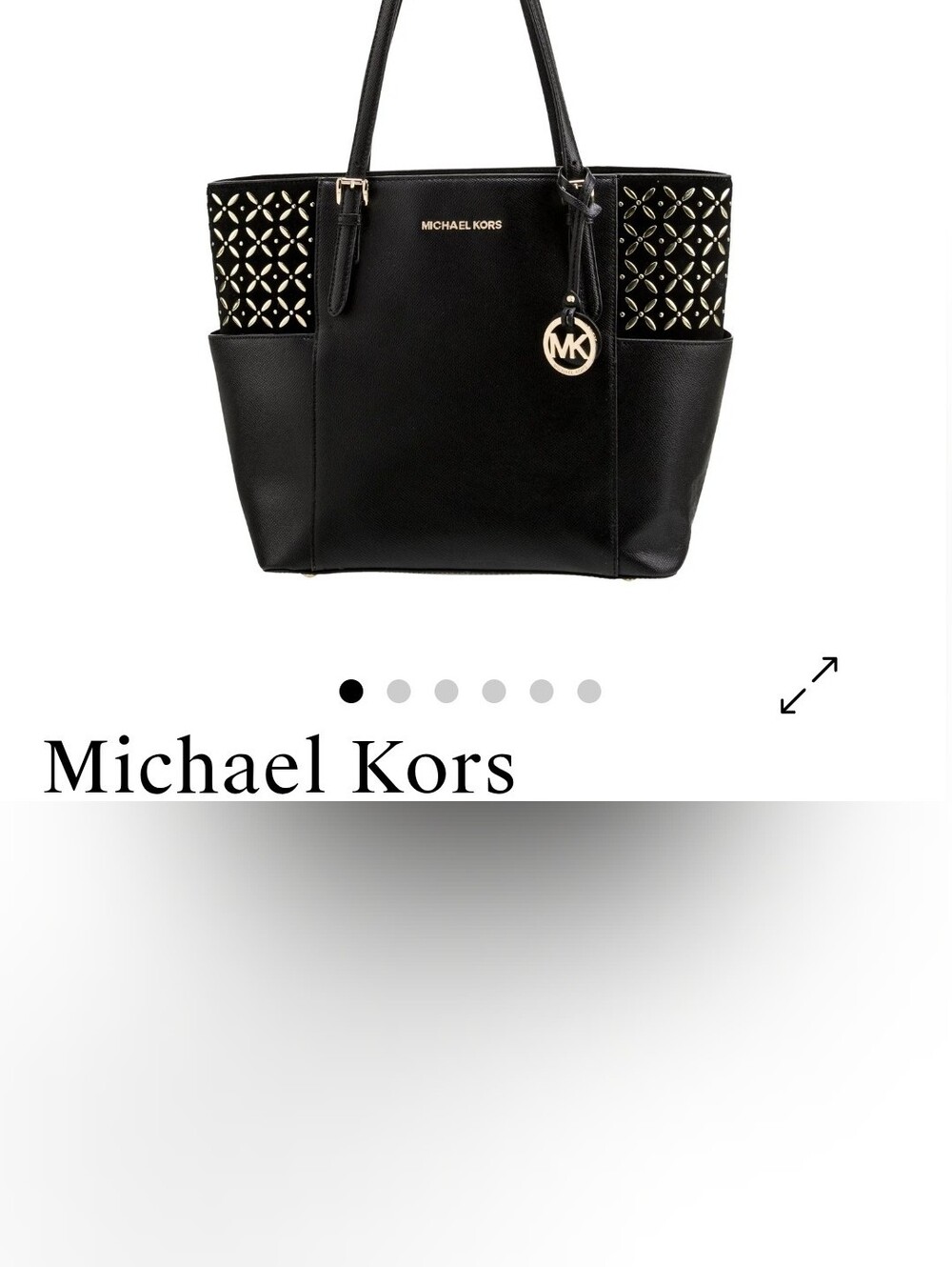 MICHAEL KORS Black Leather Tote with Gold MK Charm EUC